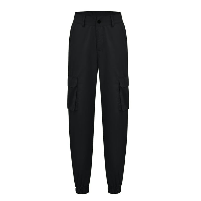 Efsteb Womens Pants Casual Comfort Baggy Pants Fashion Trousers Full Pants  Straight Solid Color Suit Pants Black XL 