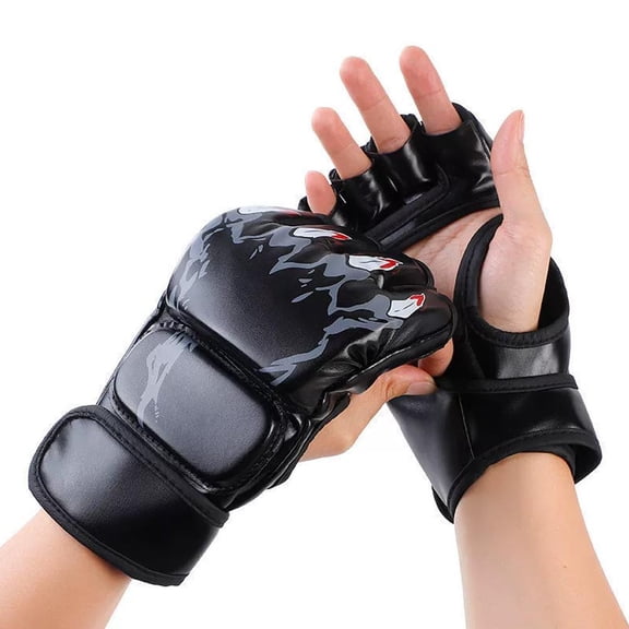 1 Pair Half Finger Boxing Gloves, Punching Gloves with Adjustable Wrist Band for Men and Women
