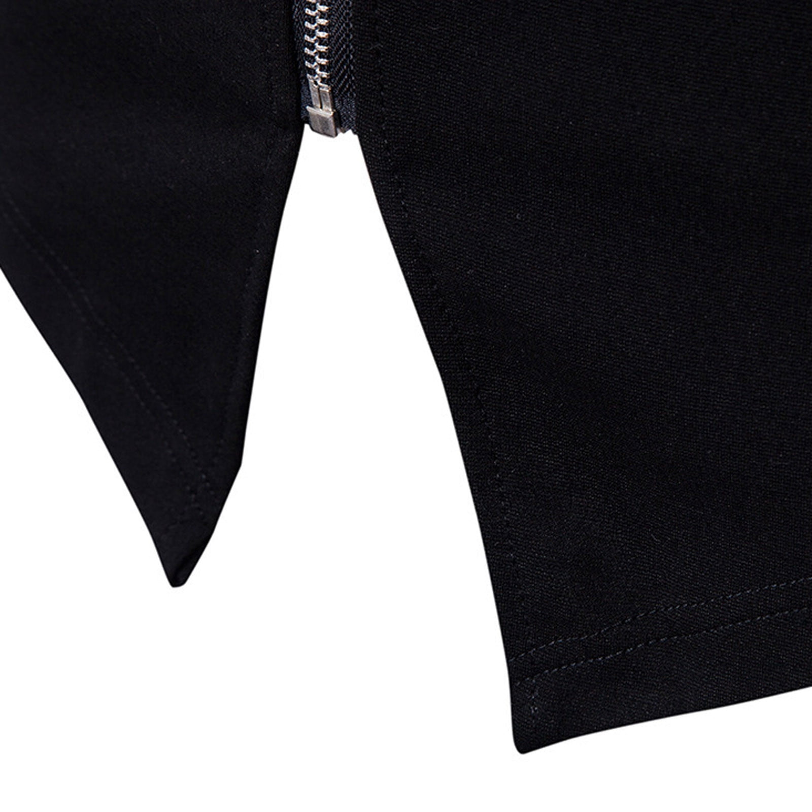 IROINNID Men's Long Sleeve Faux Leather Mid-Length Jacket Solid Color Loose Patchwork Sweater With Irregular Hem Stand Collar Slim Fitting Sweater Coat