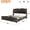 Black, variant on Anykoon Queen Size PU Leather Upholstered Bed Frame, Wingback Headboard & Wavy Footboard, No Box Spring Needed, Antique Blue