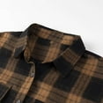 thumbnail image 4 of Dxzfnsa Womens Flannels Fall Cropped Shacket Plaid Jacket Long Sleeve Button Down Coat 2025 Fall Fashion Trendy Outfits Button Up Shirt Women,Brown-M, 4 of 5