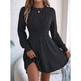 thumbnail image 5 of Women'S Fall Long Sleeve Mock Neck Sweater Dress Casual Loose Ribbed Knit Mini Short Pullover Dresses Black M, 5 of 9