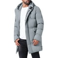 thumbnail image 4 of Chaqueta acolchada con capucha INSPIRE CHIC para hombre, abrigo de invierno de longitud media, cálido, con cremallera y acolchado, color gris, 4 of 6