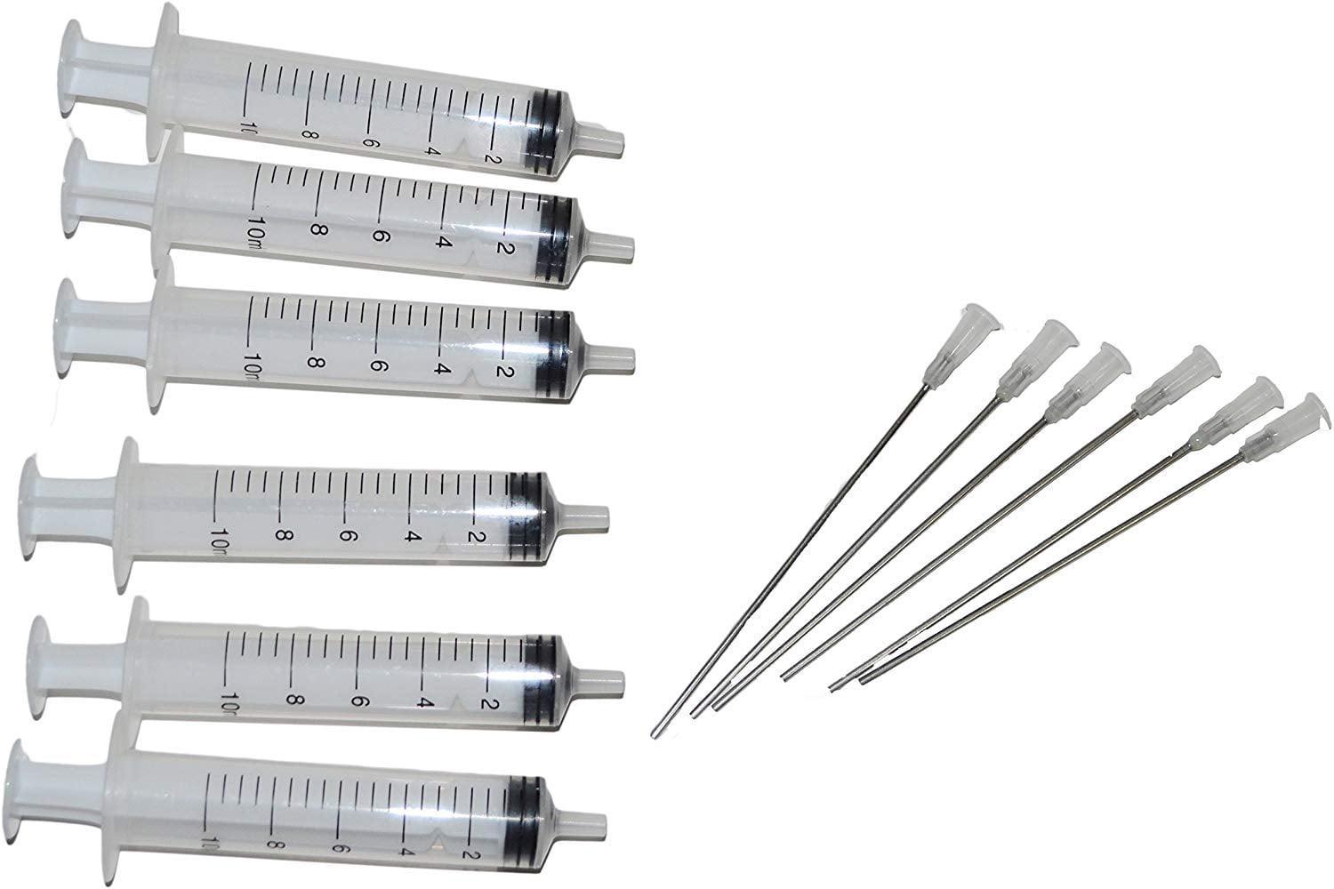6 Syringes with Long Needles for refilling with Refillable Cartridges