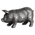 thumbnail image 2 of Resin Standing Pig Figurine with Engraved Floral Design SM Metallic Finish Silver, 2 of 2