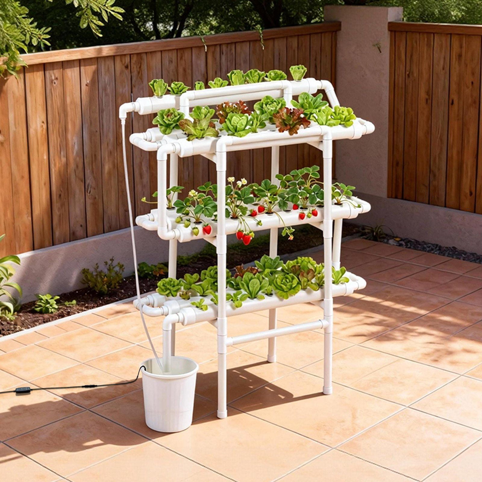 3-Tier 90-Site Hydroponic Kit, UPVC, Timed, Indoor