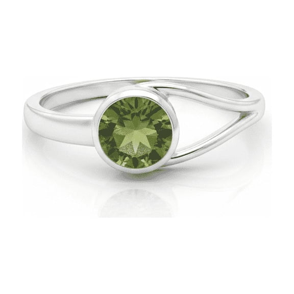 SILVER ARTS Band Peridot Ring 925 Sterling and 18k, Sterling Silver