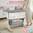 thumbnail image 4 of Vomeast Baby Bassinet Bedside Sleeper with Wheels, Adjustable Height, Dual-Lock, Storage Bag for Newborns Infants, Gray, 4 of 15