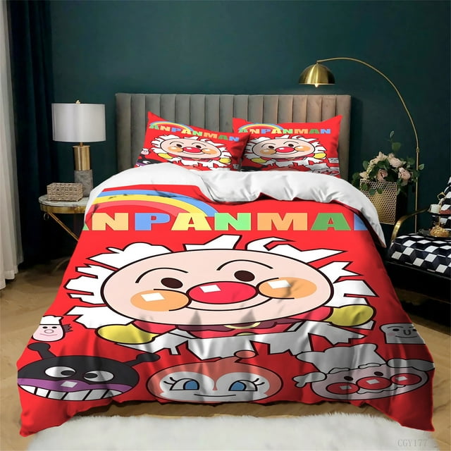 Bedding Set Lightweight Quilt Cover Duvet Cover Set Ultra Soft 3 Pieces for Kids All-Season Classic Anpanman Comforter Set
