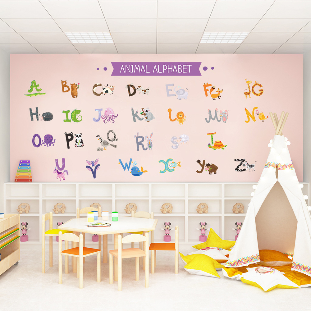 5pcs Pvc Wall Stickers Animal Letters Wall Decorative Sticker Children