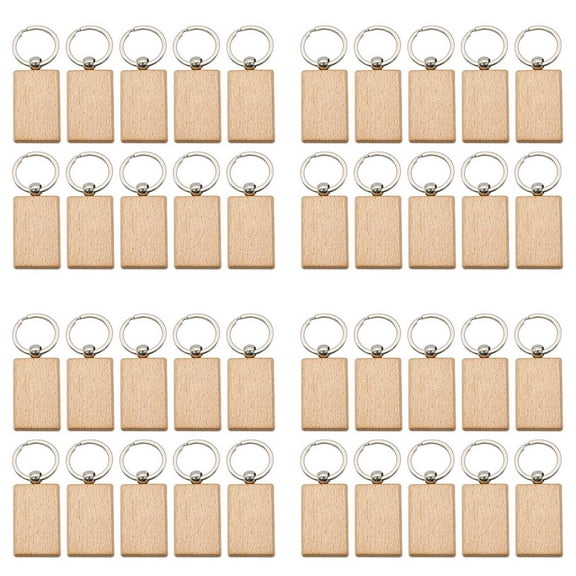 40Pcs Blank Wooden Key Chain Wood Keychain Key Ring Key Tags Personalized or Best