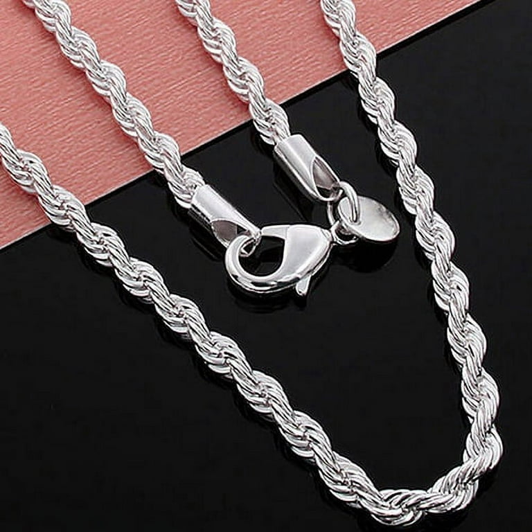 Hevirgo Women's Men's 925 Sterling Silver Twist Chain Necklace