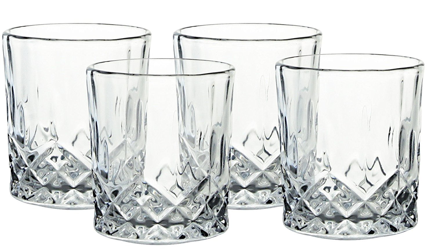SET OF 6 Heav... Lead-Free Crystal Double Old-Fashioned Highball Water Glasses 