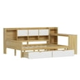 thumbnail image 5 of L-Shape Wooden Daybed with Storage, Desk & Bookshelf - Full Size, Natural & White. Space-Saving Design for Bedroom/Studio. Includes 7 Cabinets & 2 Drawers., 5 of 17