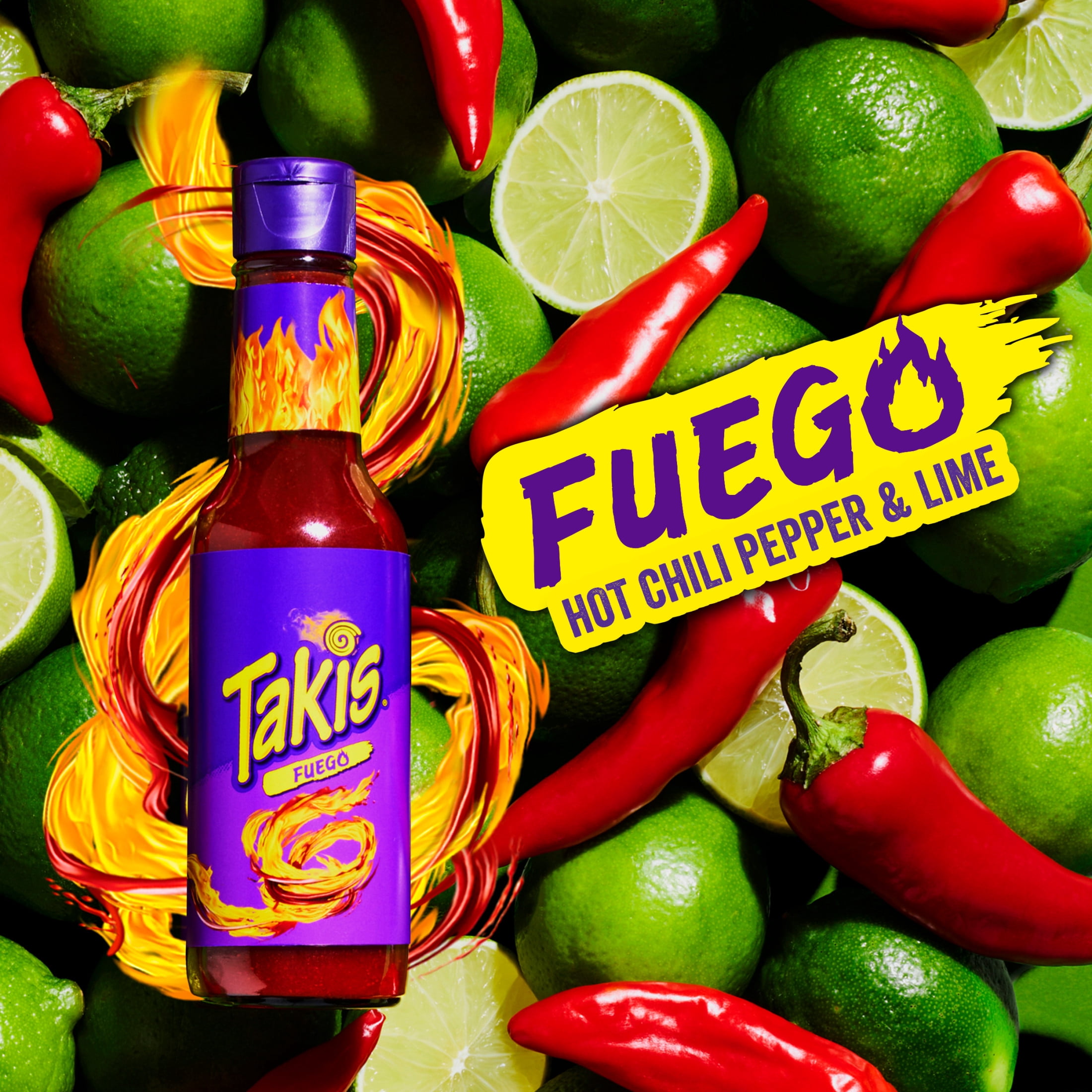 (2 pack) Takis Fuego 5 fl oz Bottle, Hot Chili Pepper & Lime Hot Sauce