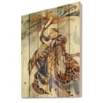 thumbnail image 2 of Designart 'Allegory of Paradise Bird Woman Portrait' Traditional Print on Natural Pine Wood, 2 of 5