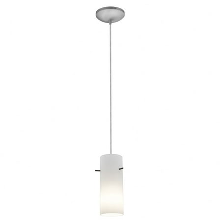 

Access Lighting - Cylinder-10W 1 LED Cord Pendant-Brushed Steel Finish-Opal