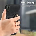 thumbnail image 5 of Nalacover For iPhone XR Case Ring Holder Kickstand with Credit Card Holder, Back Flip Premium Leather Magnetic Clasp Removable Wirst Hand Strap Cover For iPhone XR, Black, 5 of 14