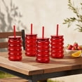 thumbnail image 2 of Just Feed Me by Jessie James Decker 4-Piece 18oz Bubble-Ribbed Tumbler with Straw, Red, 2 of 9