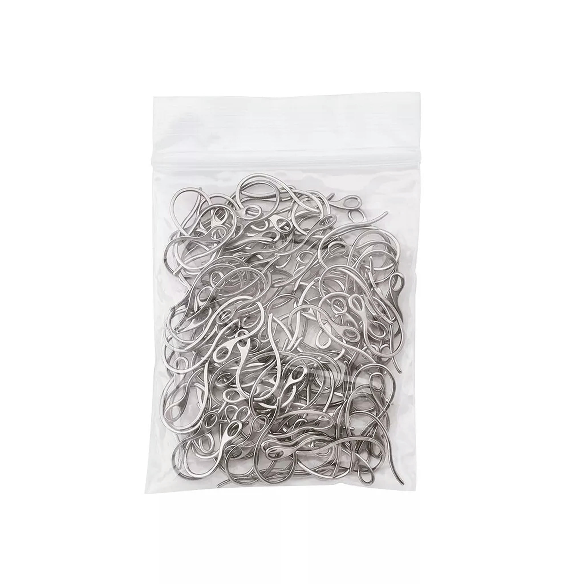 EOEMY 100Pcs 304 Stainless Steel Earring Hook Loop Earwire Jewelry Finding 21.5X11mm