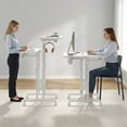 thumbnail image 3 of Edx Dual Desktop Height Adjustable Rolling Desk with Wheels, Treadmill Desk for Walking Pad, Mobile Computer Table with Cup Holder for Home Office Bedroom Living Room, White, 3 of 9