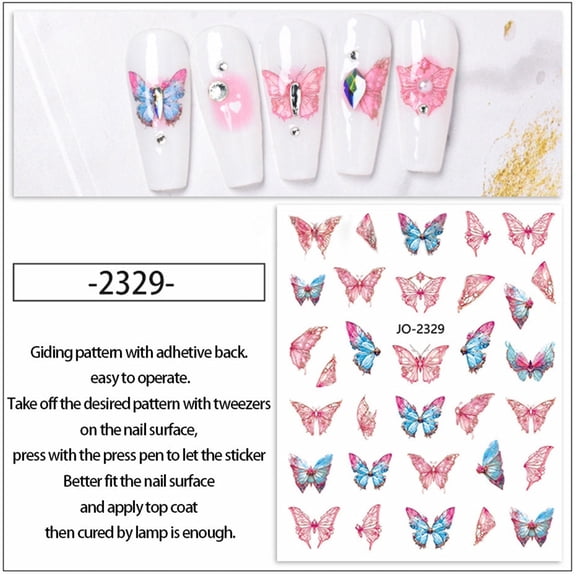 Watercolor Pearl Fairy 3D Nail Stickers Self Decals for Women Girls DIY Manicure Enhancement Stickers