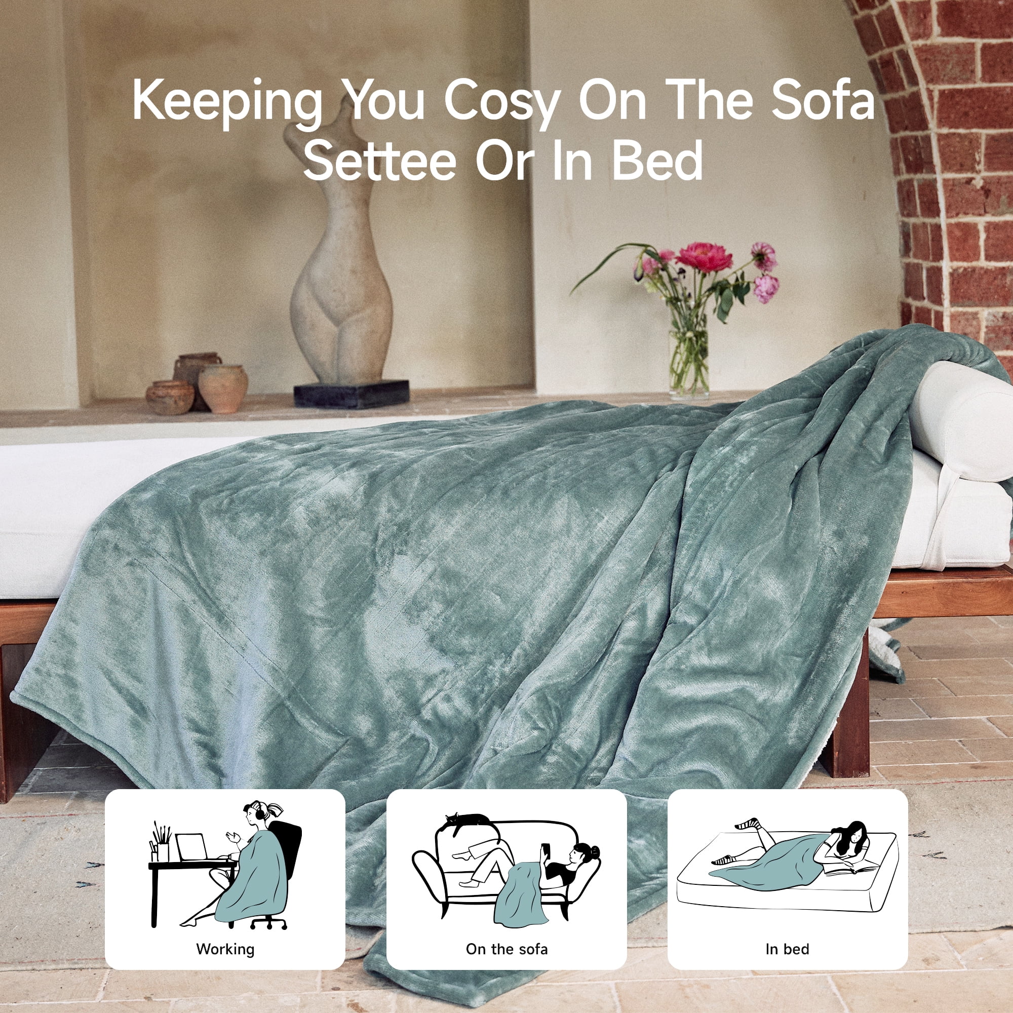 Heated Blanket 84"X90" Queen Size Electric Blanket with 6 Heating Level & 2-10 Hour Auto Off,Machine Washable -Green