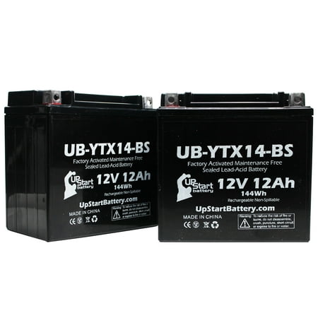 2-Pack UpStart Battery Replacement 2000 Honda TRX300,FW FourTrax 300, 4x4 300 CC Factory Activated, Maintenance Free, ATV Battery - 12V, 12AH,