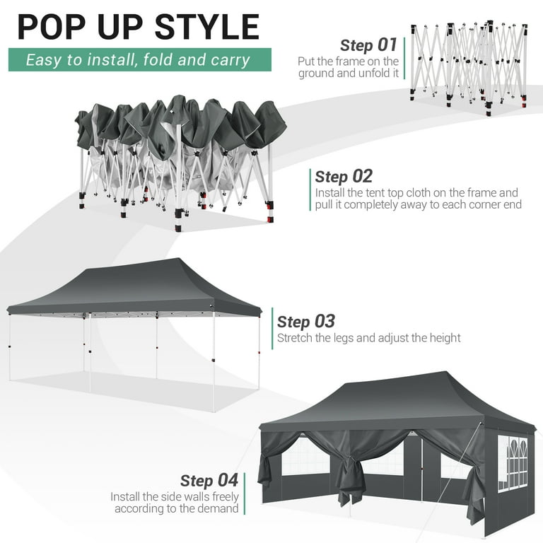 SANOPY Heavy Duty 10'x20' Waterproof Canopy Tent with Removable