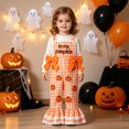 thumbnail image 2 of Gunia Baby Girls Halloween Outfit Embroidered Suspenders Plaid Bowknot Lace Flared Long Pants Autumn Jumpsuit Romper Outfits Orange 12-18 Months, 2 of 9