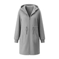 thumbnail image 7 of VBVC Women's Long Hooded Zip Up Sweatshirt , Casual Drawstring Waist Coat For Women , Ladies' Fall Midi Outerwear with Pockets, Gray , S-2XL, 7 of 7