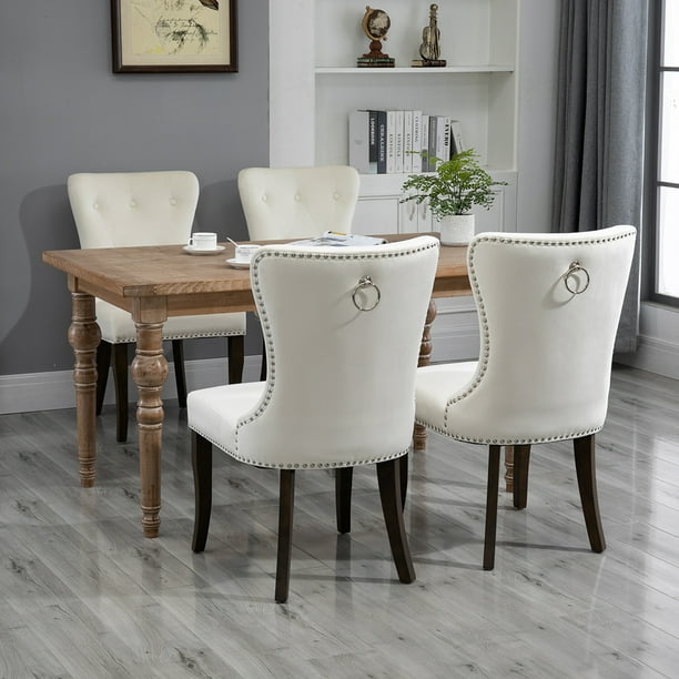 Tufted Upholstered Dining Chairs, Gray Velvet Dining Chairs Set Of 4