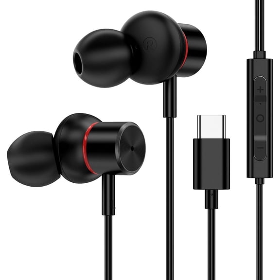 USB C Wired Headphones Earbuds for iPhone 17 16 15 Pro Max Plus [ Active Noise Cancelling USBC Earphones ] Hi-Res Sound ANC Type C Ear Buds Compatible with iPhone/Android/Galaxy (USB-C Plug)