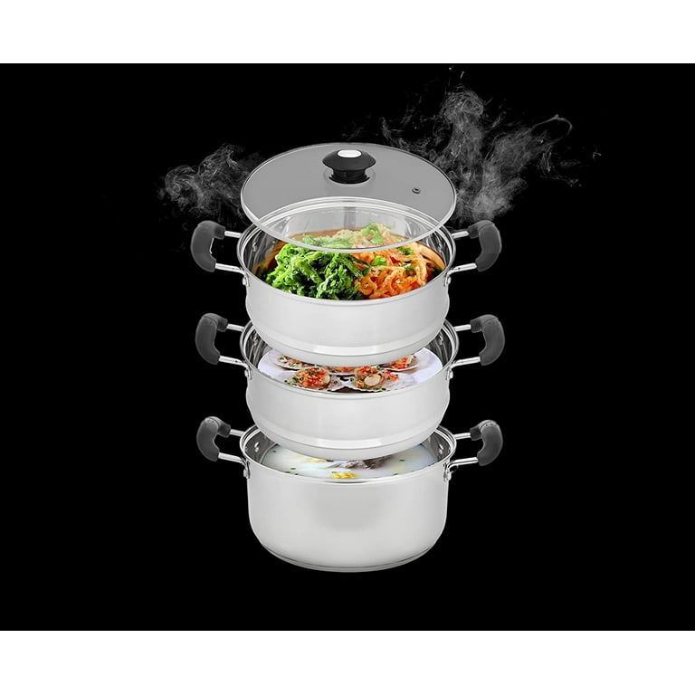 CONCORD Extra Large Outdoor Stainless Steel Stock Pot Steamer and Braiser  Combo. Great for steaming oysters, crab, crawfish and more (24 QT)