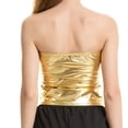 thumbnail image 4 of Alitao Tube Tops Going Out Tops Women's wrap-around patent leather solid color tube top shirt performance tops Sequin Tops Bandeau Tops Gold S, 4 of 6