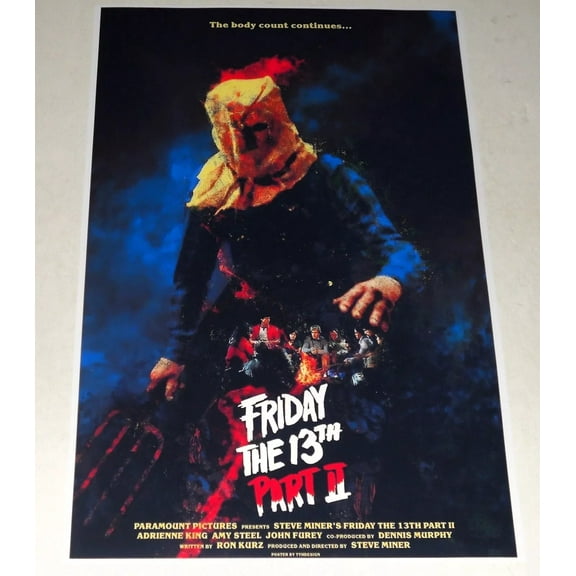 Friday the 13th 2 II 1981 Bag Head Jason Poster 19"x13" Jason Vorhees Amy Steel SLASHER CLASSIC!