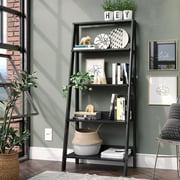 Madesa Modern Ladder Shelf Bookcase, 5-Tier Bookshelf Organizer, Standing Storage Book Shelves, Black
