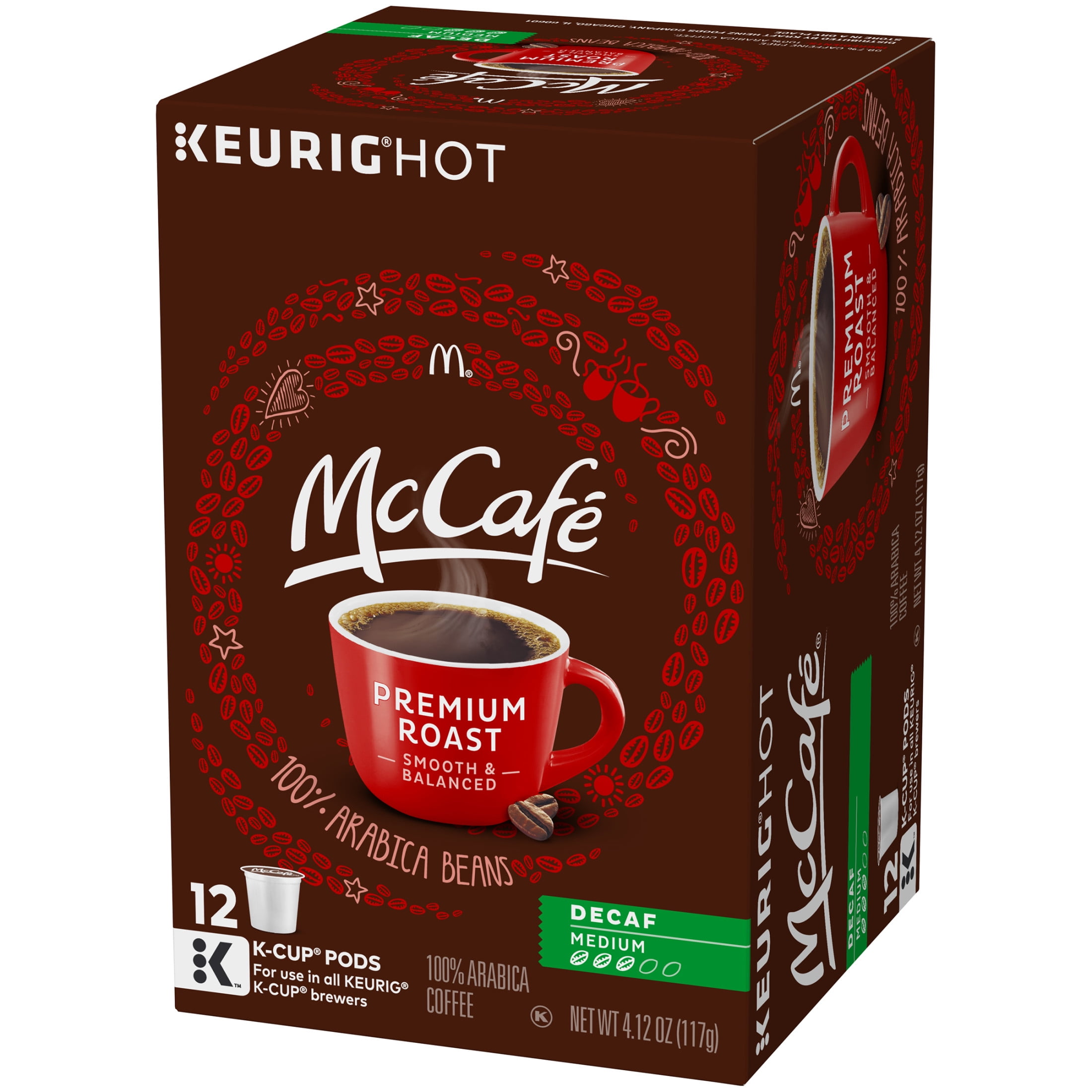 McCafe Premium Roast Decaf Coffee K-Cup Pods, Decaffeinated, 12 ct - 4.12 oz Box