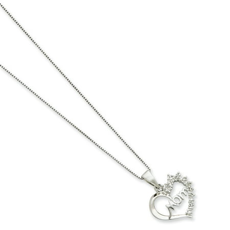 925 Sterling Silver Diamond Mom Chain Necklace Pendant Charm