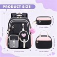 thumbnail image 2 of AoDai Love-themed schoolbag for little girls with a double shoulder strap. Large-capacity children's schoolbag with a cute little wallet and pompom pendant., 2 of 5