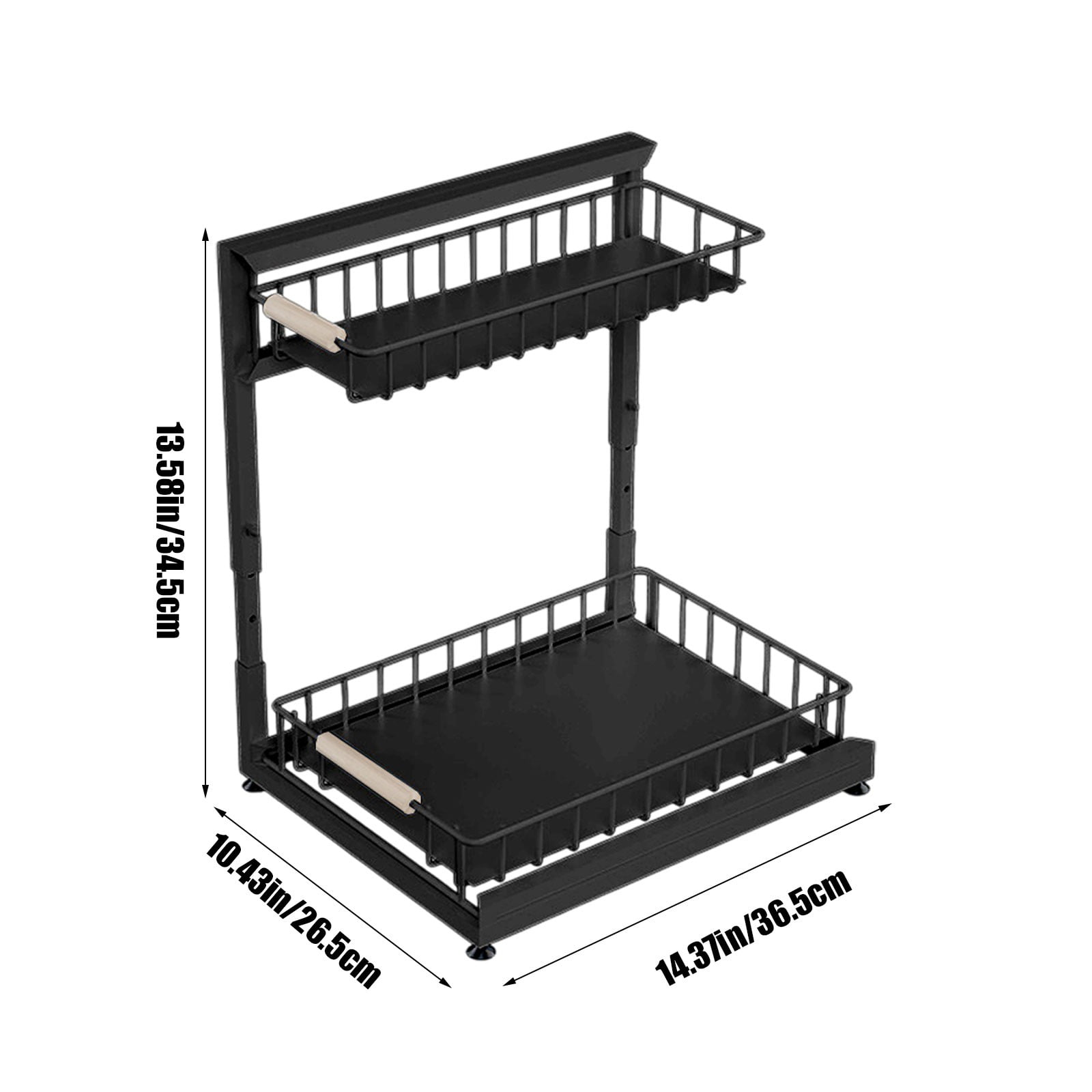 Oggfader Black Under Sink Pull Out Organizer, Adjustable Kitchen Cabinet Storage Rack for Seasoning & Cleaning Supplies