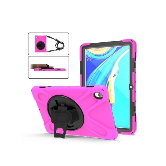 Huawei Mediapad M6 10.8 Case 2019 Three Layer Heavy Duty Shockproof Rugged Cover with 360 Degree Rotatable Stand and Hand Strap for Huawei Mediapad M6 10.8 inch 2019