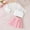 E338-Pink, variant on Children's Solid Color Three Piece Set Hollow Long Sleeve Crew Neck Blouse Camisole Top Button Pleated Skirt, Spring Summer Casual Suit