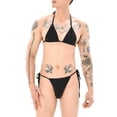 thumbnail image 2 of GDREDA Open-Crotch Underwear Men Suit Solid Color Bikini Bikini Slit Style Lace Up Solid Color Bra Panties Combination Black,One Size, 2 of 7