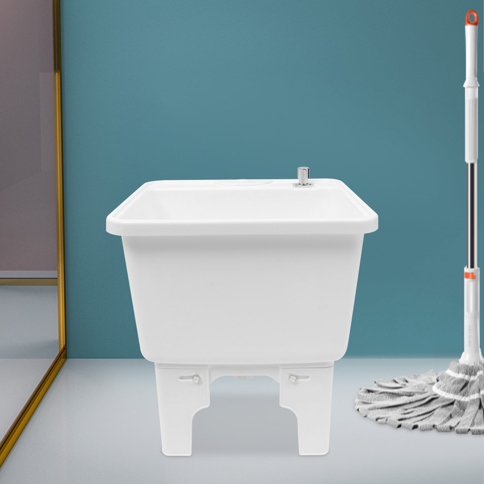 DENEST Mop Sink Service Basin Plastic Mop Sink Freestanding Sink 15.7" x 14" x 16.9"