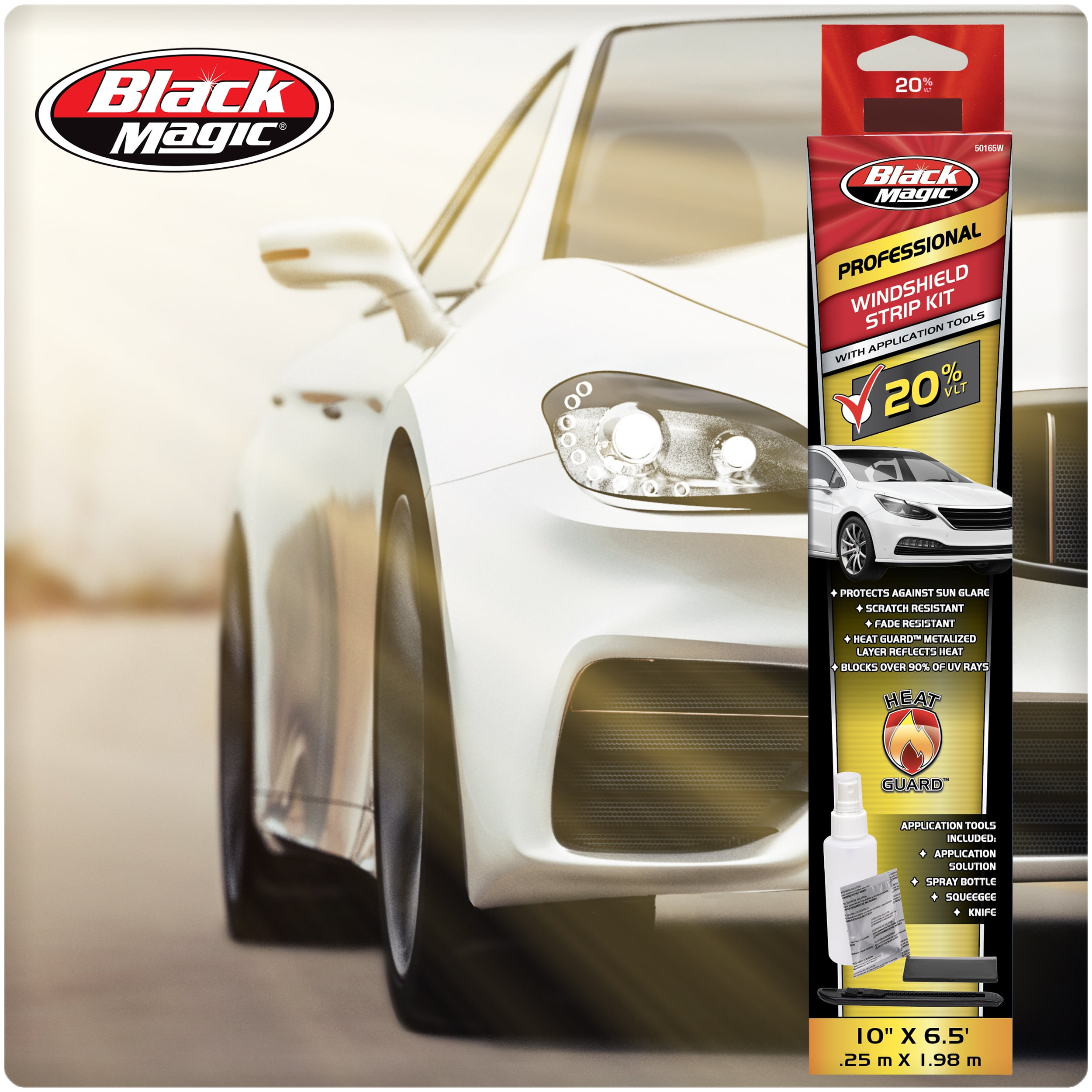 (2 pack) Black Magic Professional 20% VLT Windshield Glare Strip Kit