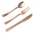 thumbnail image 6 of 50 pcs Golden Rose Gold Plastic Cutlery Set Crystal Clear Cutlery-set Plastic Dinner Knife Fork Spoon Birthday Party Household, 6 of 10