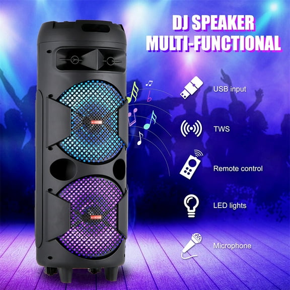 5000W Dual 8"Portable Bluetooth Speaker Sub woofer Heavy Bass Sound System Party
