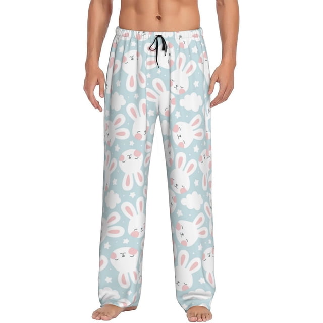 Balery Rabbit And Star Pantalones de pijama para hombre, pijama ultraligero, pantalón de descanso-Medium