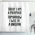 thumbnail image 1 of Ambesonne Im Mermaid Shower Curtain, Optimism Slogan, 69"Wx70"L, Black White, 1 of 3